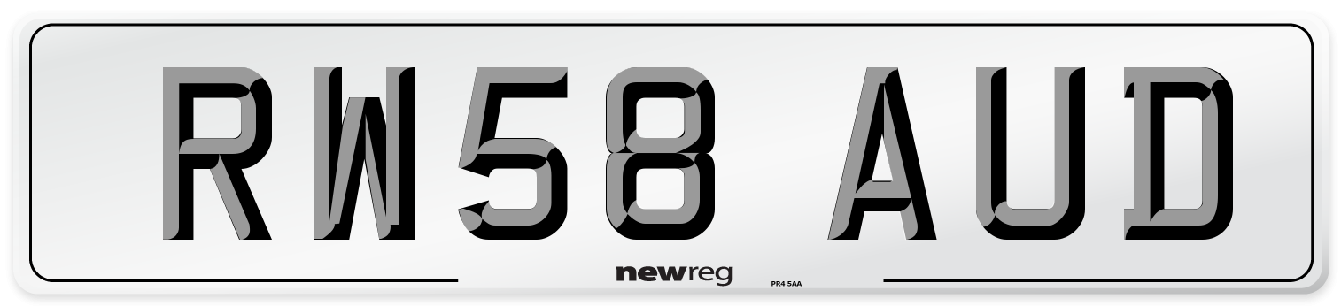 RW58 AUD Number Plate from New Reg